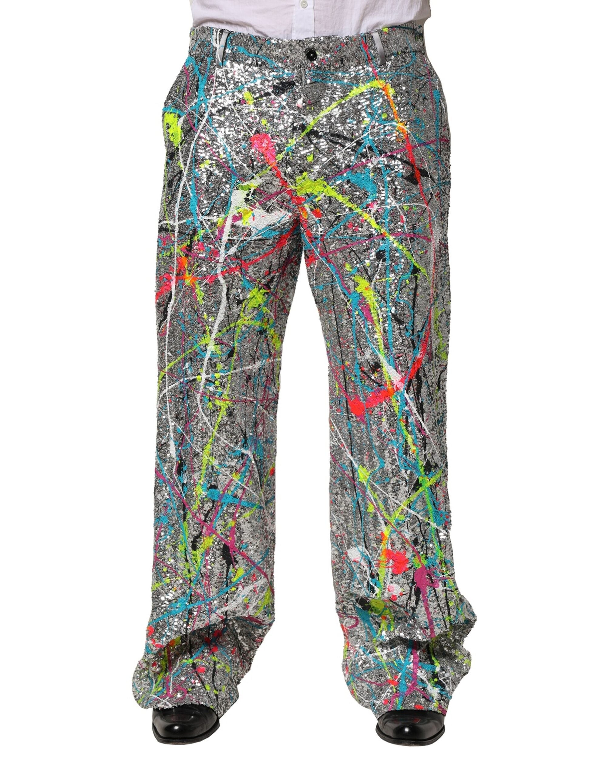 Dolce & Gabbana Multicolor Paillettenverzierte Hose
