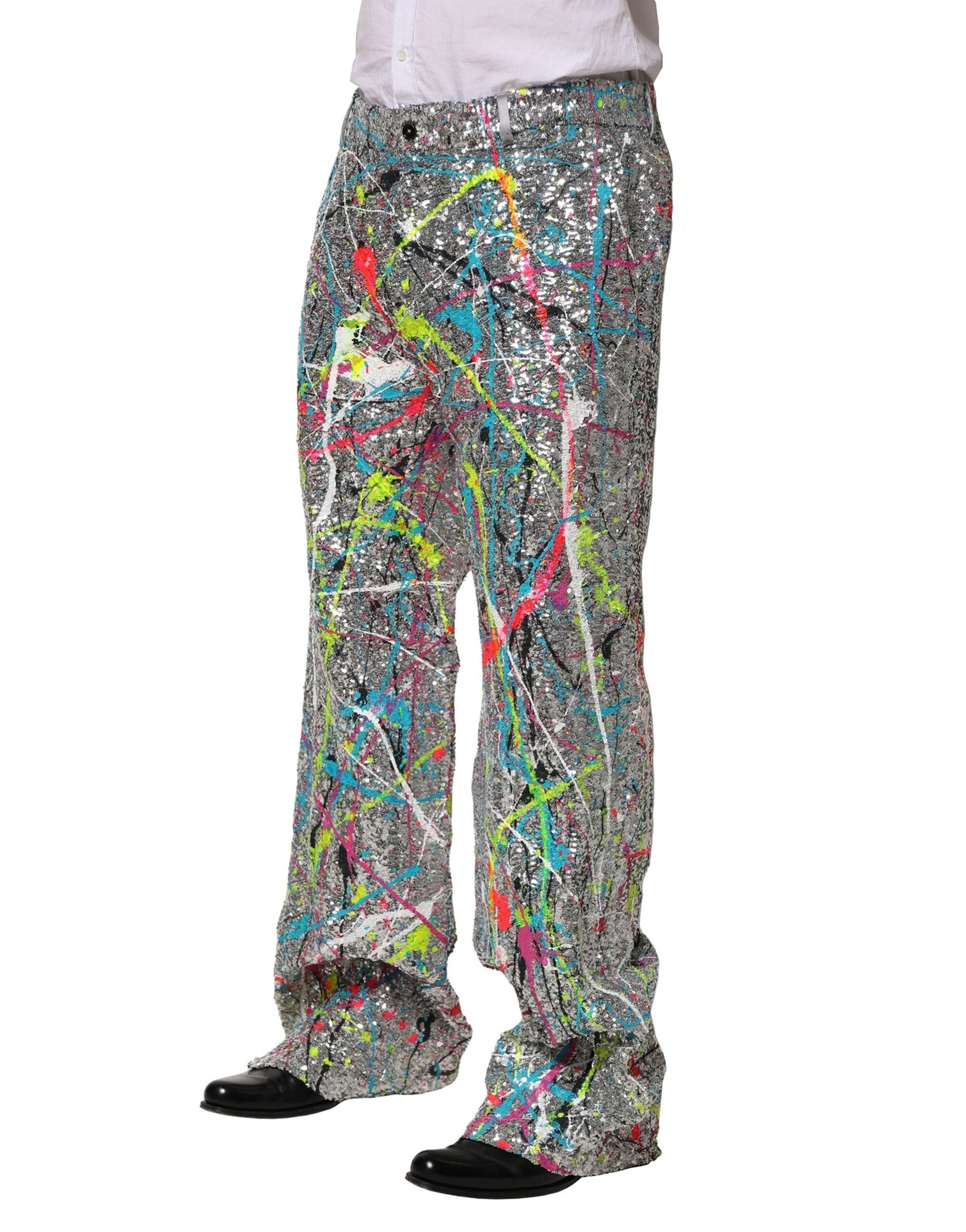 Dolce & Gabbana Multicolor Paillettenverzierte Hose