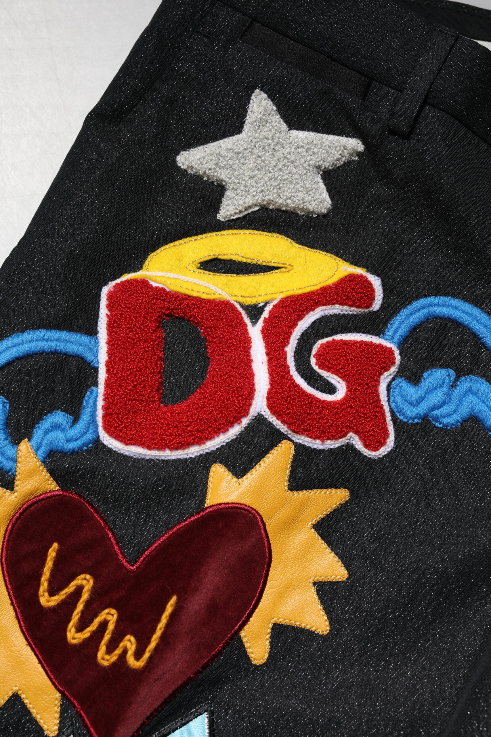 Dolce & Gabbana Schwarze Grafik-Stickerei Männer Hosen