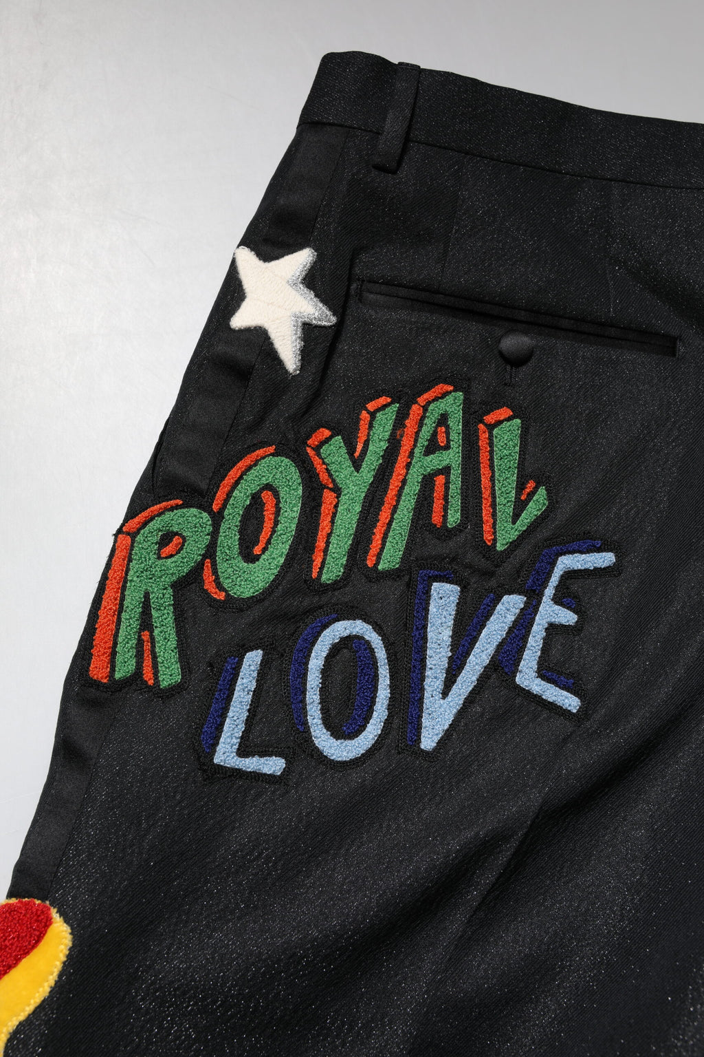 Dolce & Gabbana Schwarze Grafik-Stickerei Männer Hosen