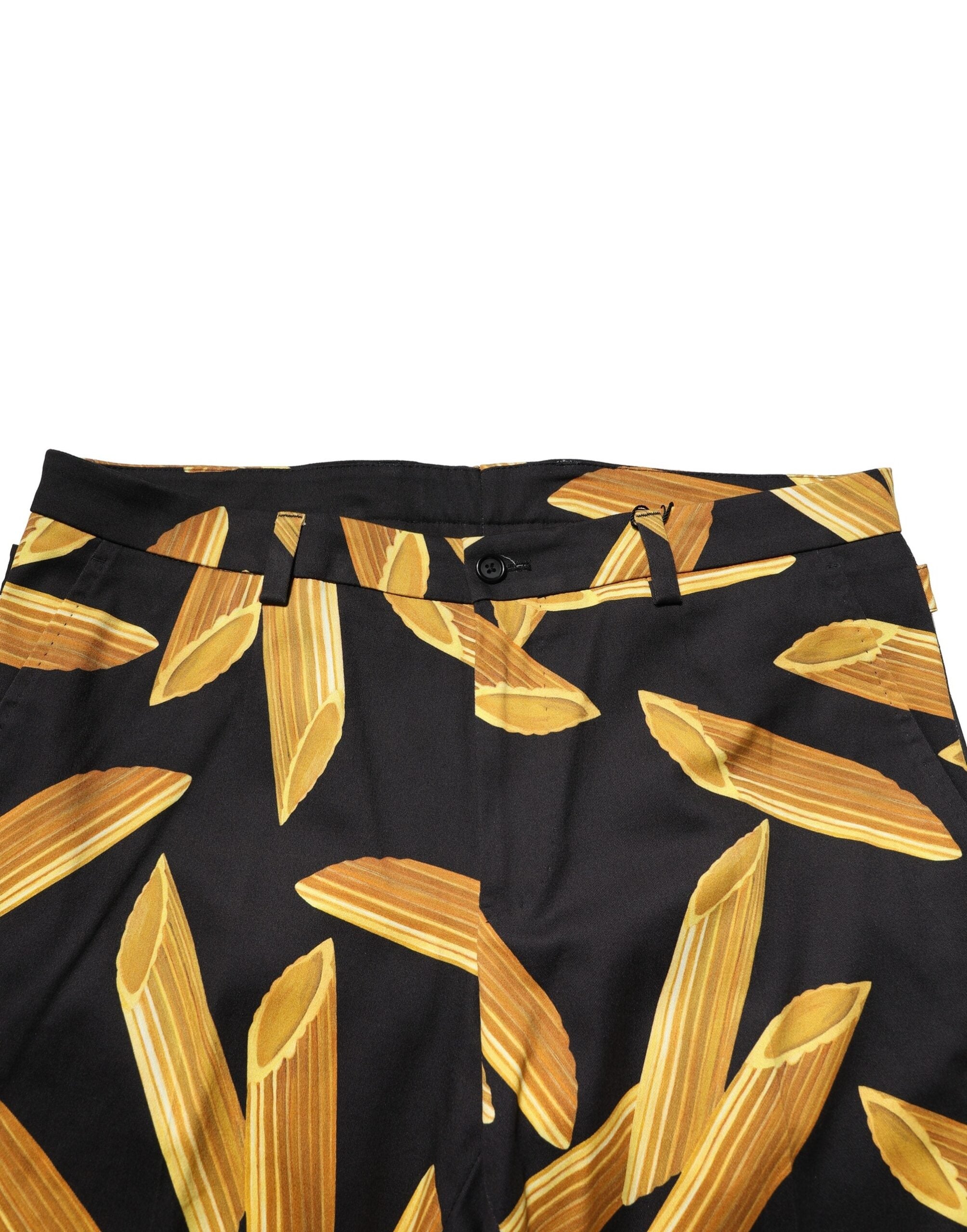 Dolce & Gabbana Schwarze Pasta Print konisch zulaufende Herrenhosen
