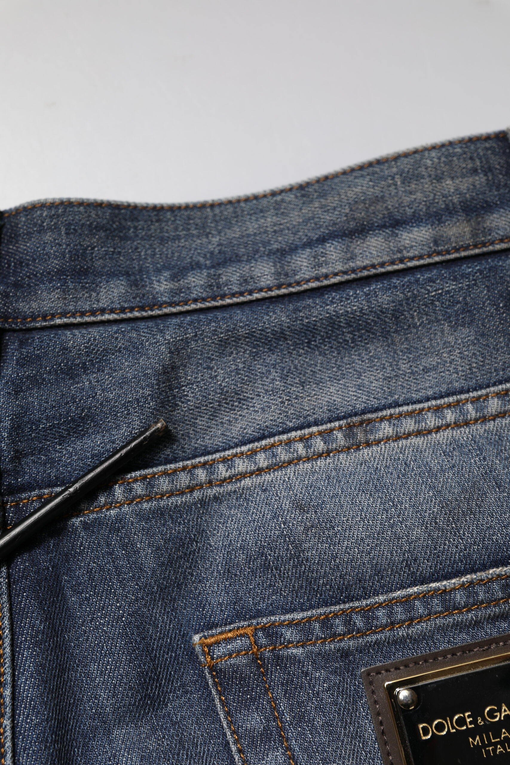 Dolce & Gabbana Blau gewaschene zerfledderte Baumwolle Männer Jeans