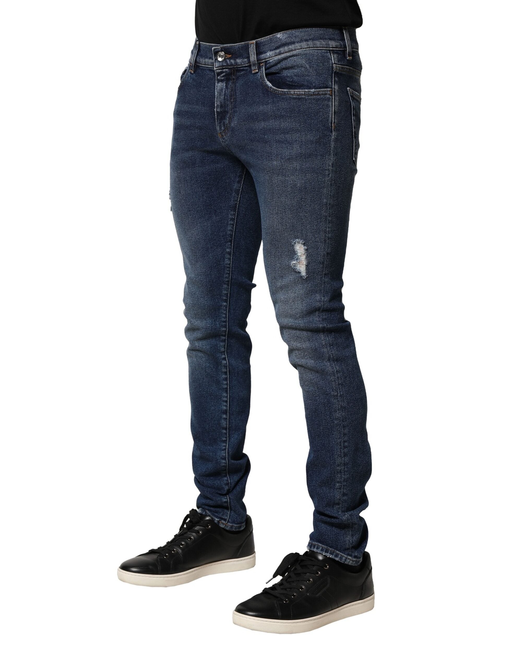 Dolce & Gabbana Blau gewaschene Skinny Denim Jeans aus Baumwolle