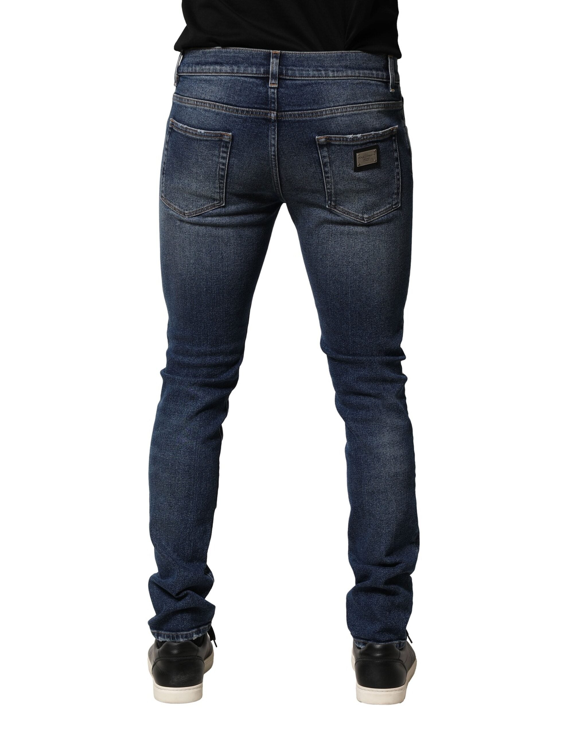 Dolce & Gabbana Blau gewaschene Skinny Denim Jeans aus Baumwolle