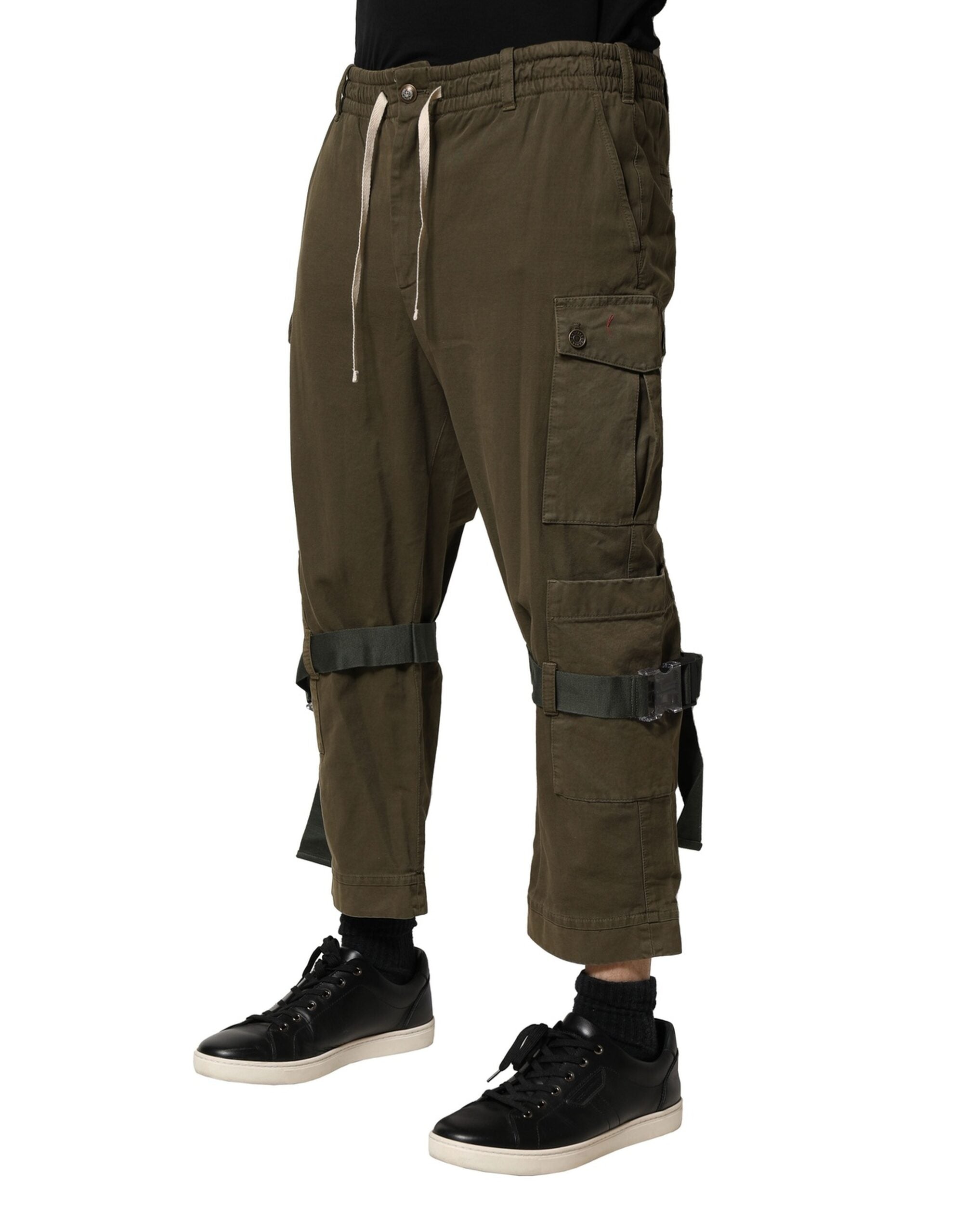 Dolce & Gabbana Braune Baumwoll-Cargo-Hose mit Kordelzug