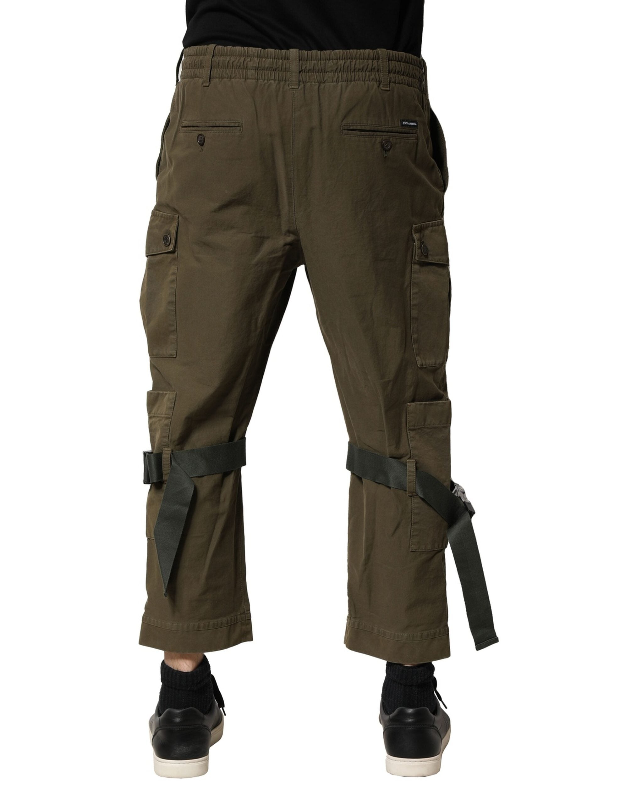 Dolce & Gabbana Braune Baumwoll-Cargo-Hose mit Kordelzug