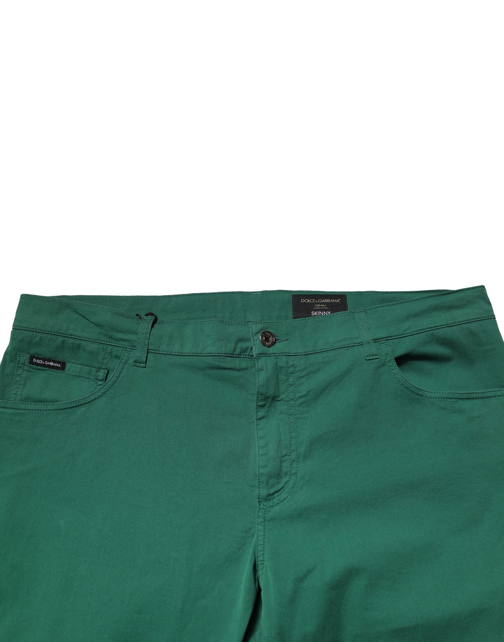 Dolce & Gabbana Grüne Baumwoll-Stretch-Skinny-Denim-Jeans für Männer