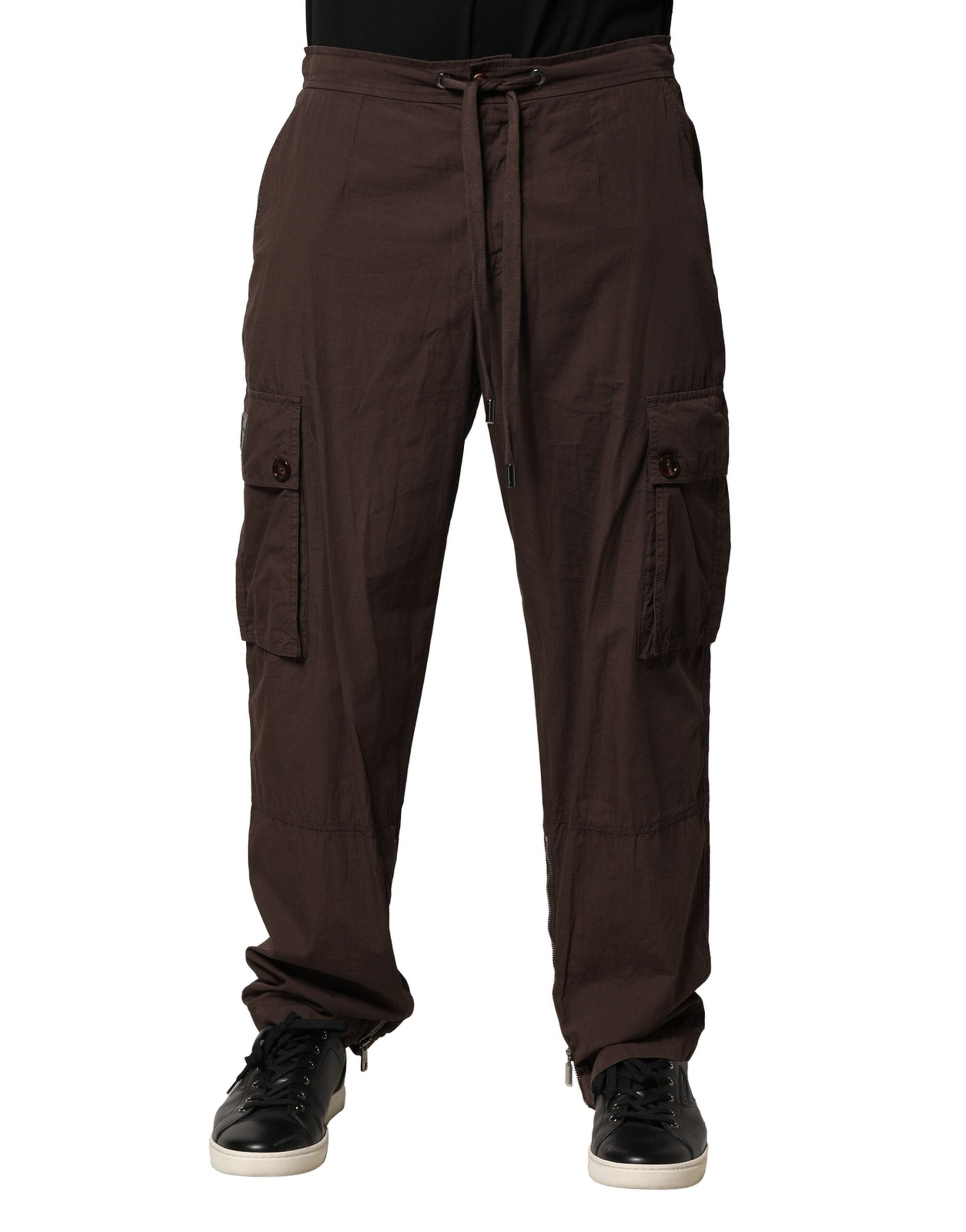 Dolce & Gabbana Braune Baumwoll-Cargo-Jogger-Hose für Männer