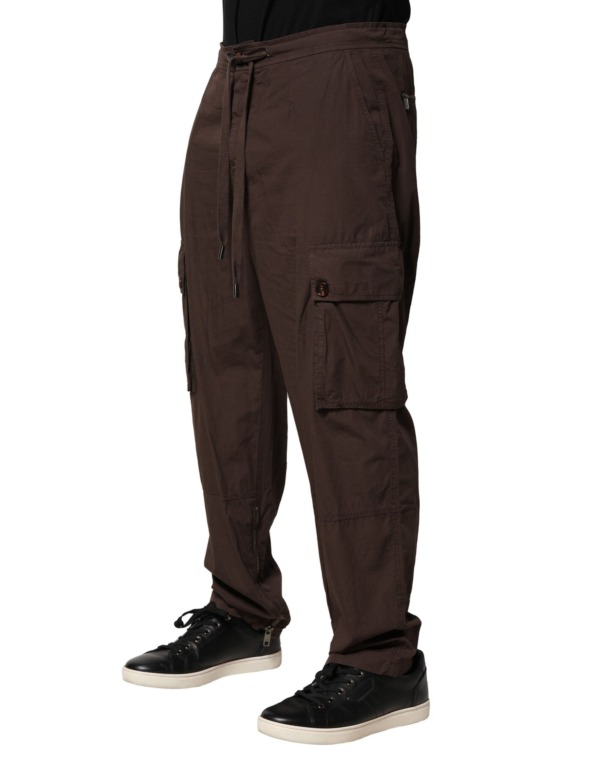 Dolce & Gabbana Braune Baumwoll-Cargo-Jogger-Hose für Männer