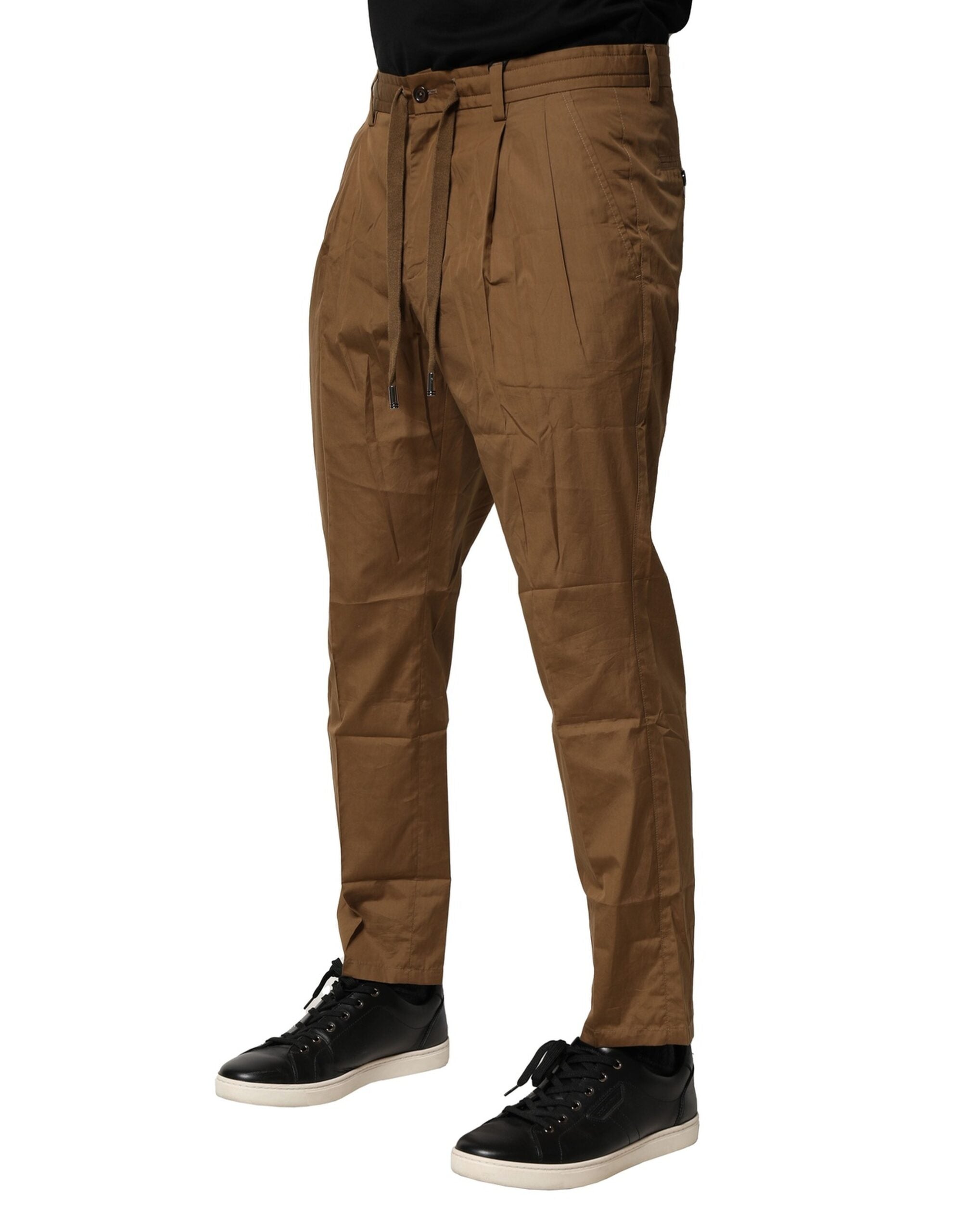 Dolce & Gabbana Braun Baumwolle Chino Mid Taille Männer Hosen