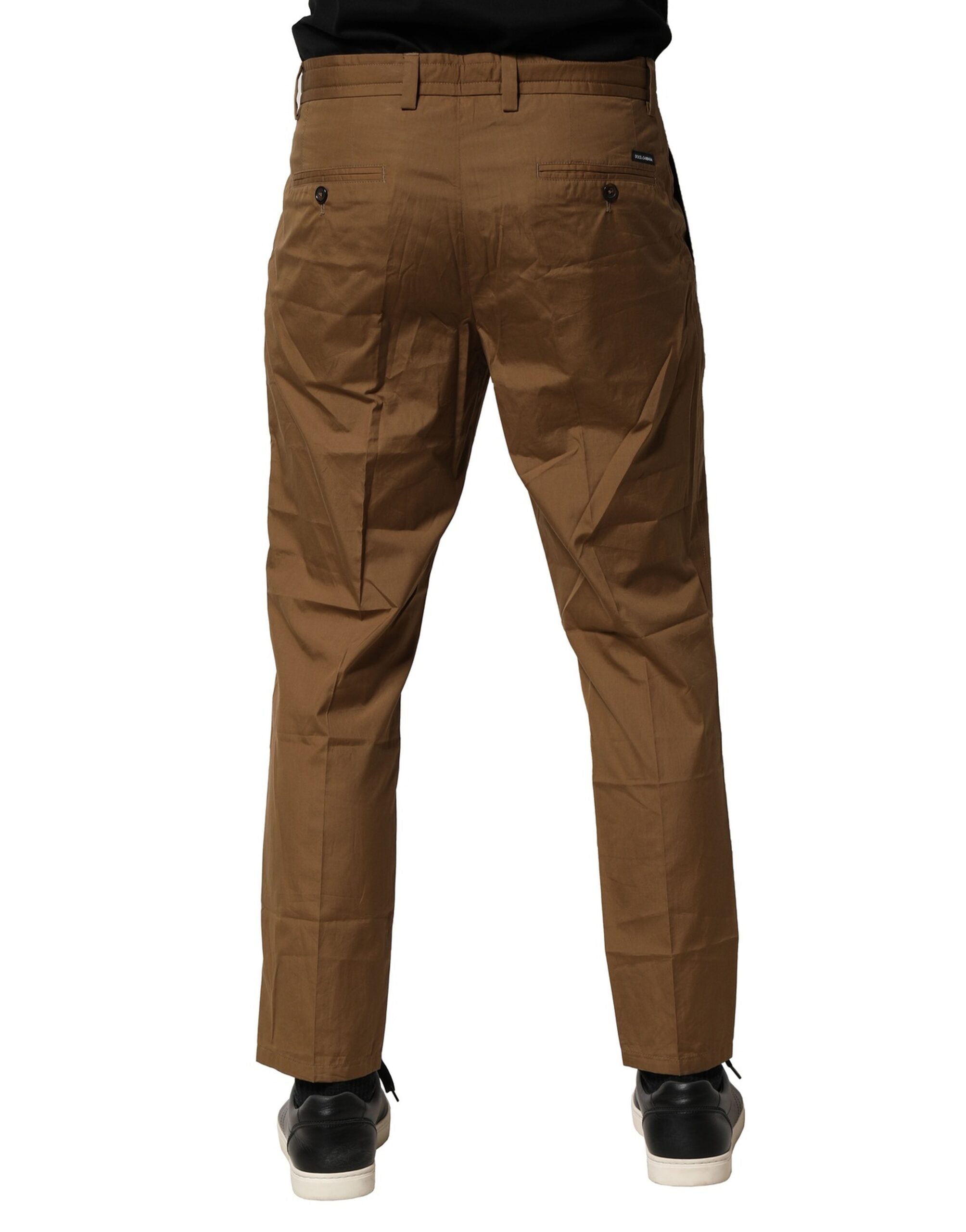 Dolce & Gabbana Braun Baumwolle Chino Mid Taille Männer Hosen