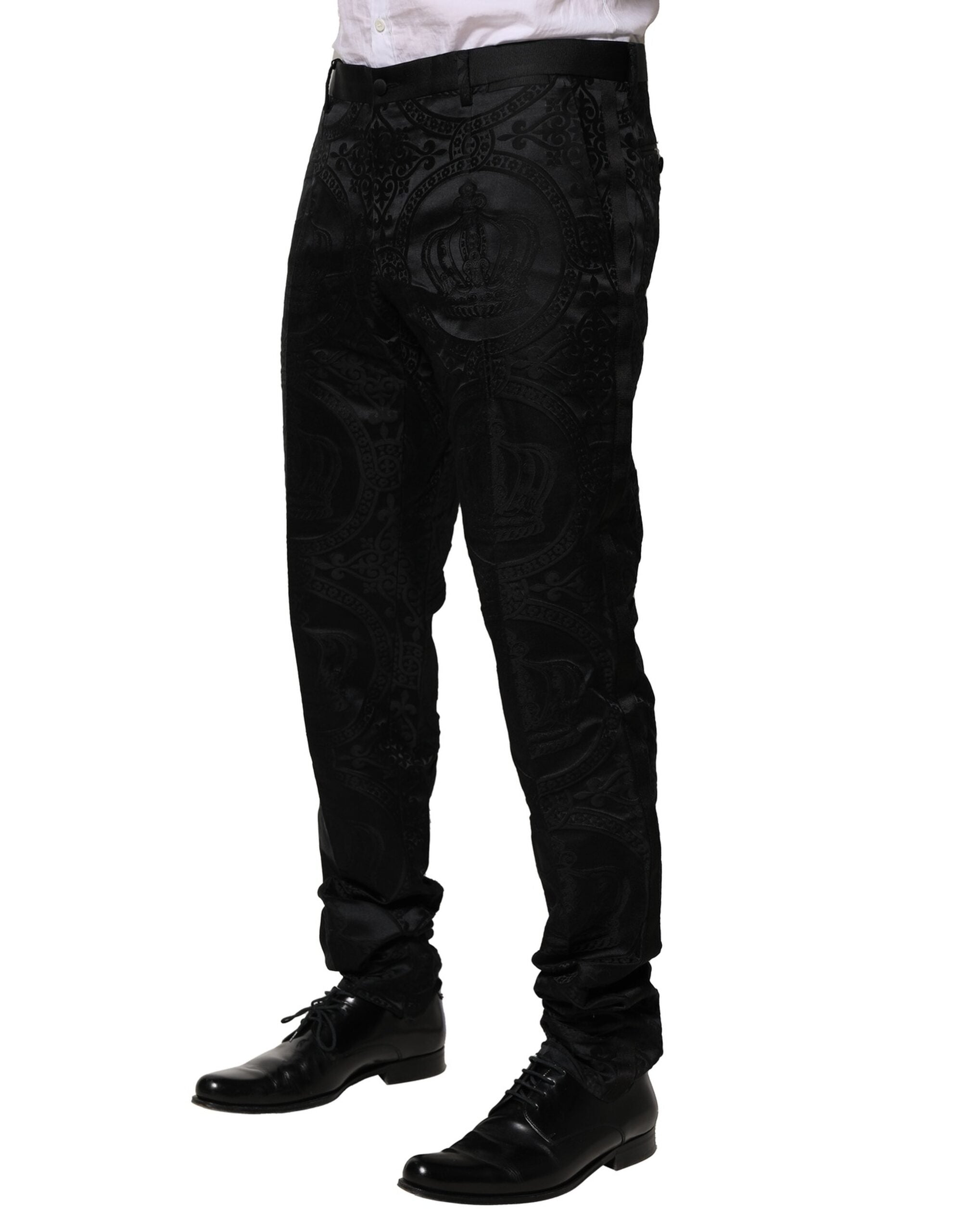Dolce & Gabbana Schwarze Cotton DG Crown Dress Pants