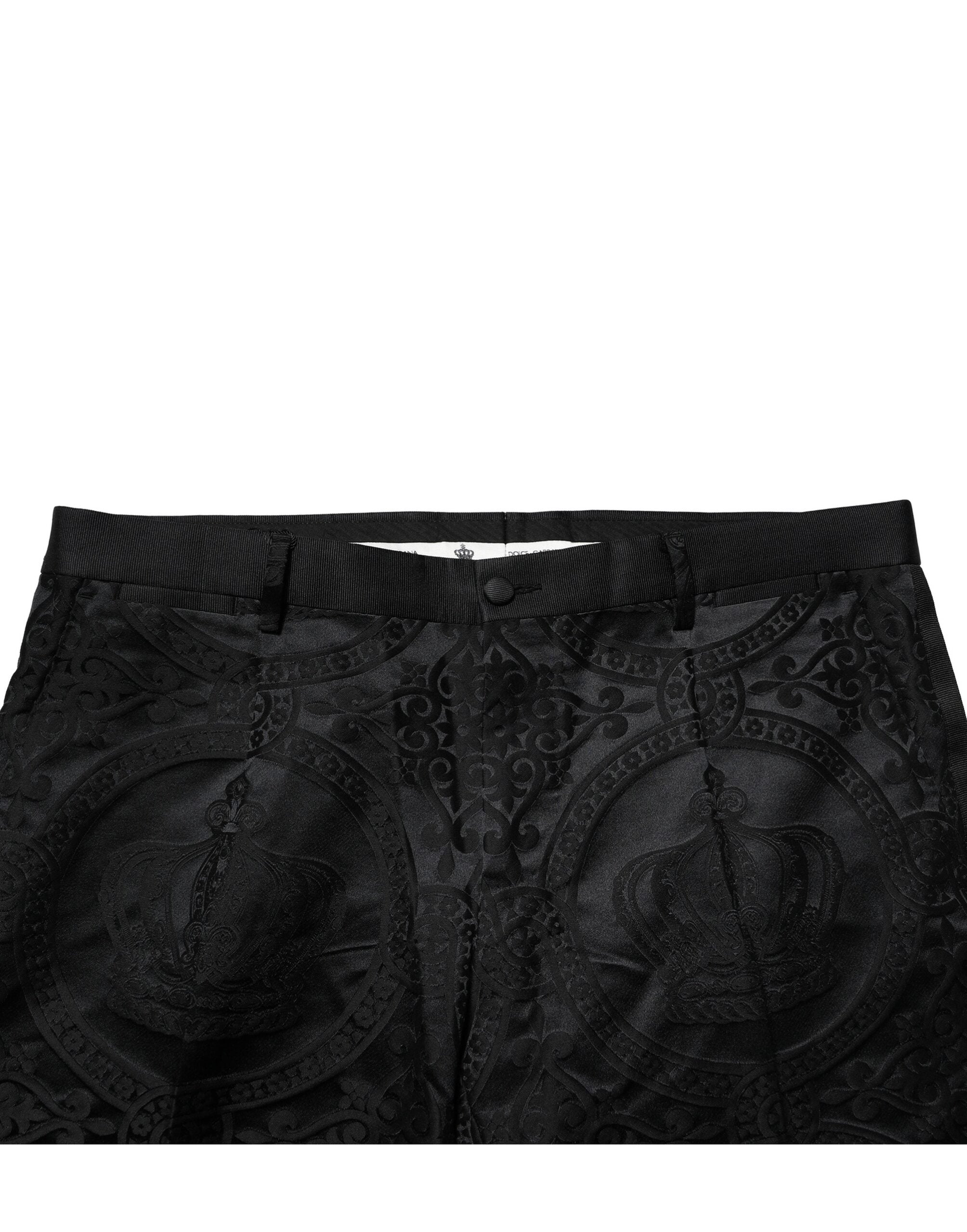 Dolce & Gabbana Schwarze Cotton DG Crown Dress Pants