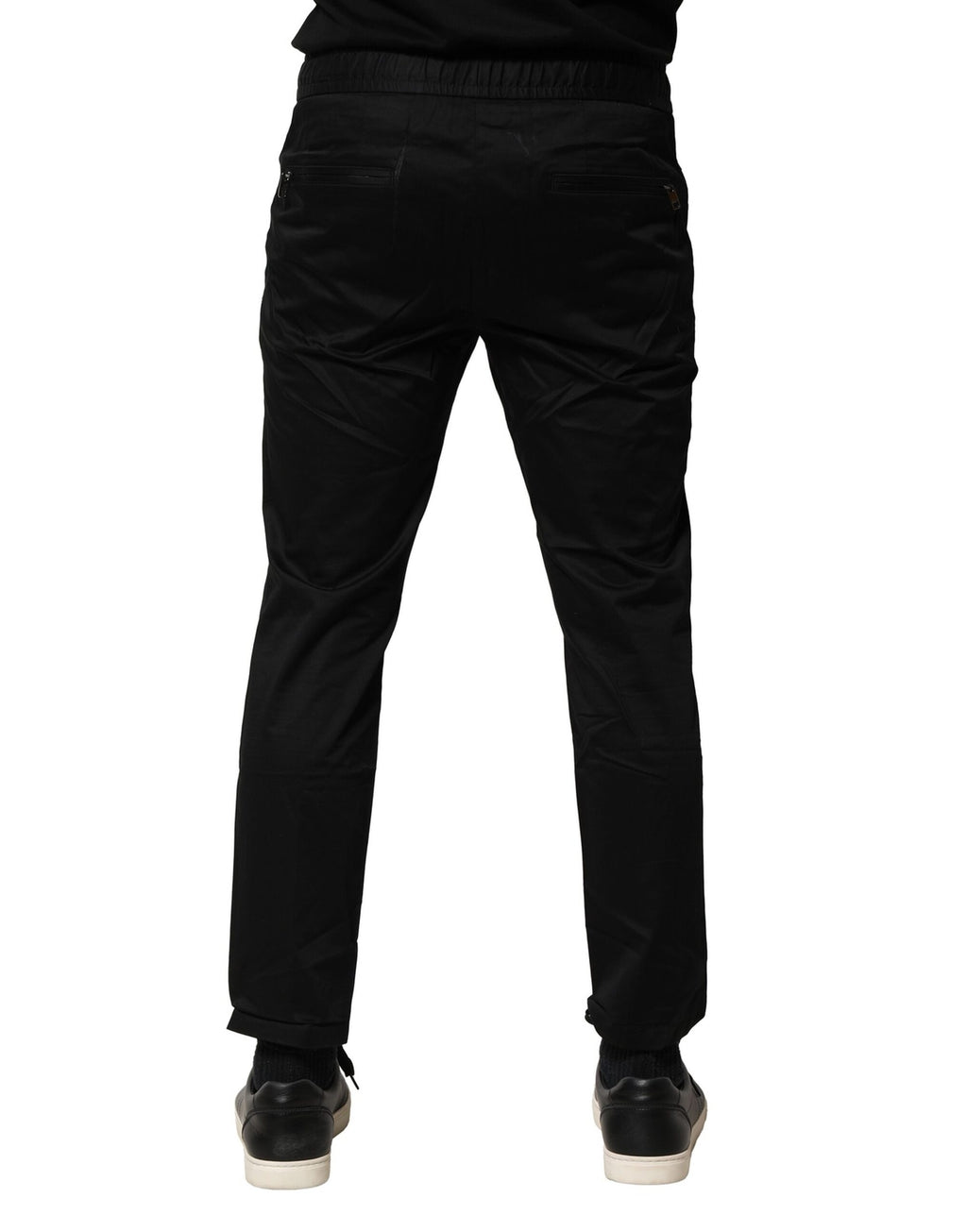 Dolce & Gabbana Schwarze Baumwoll-Jogger-Hose mit mittlerer Taille