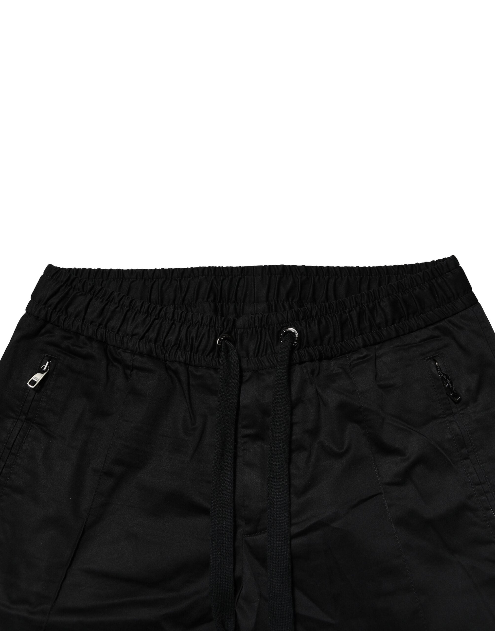 Dolce & Gabbana Schwarze Baumwoll-Jogger-Hose mit mittlerer Taille