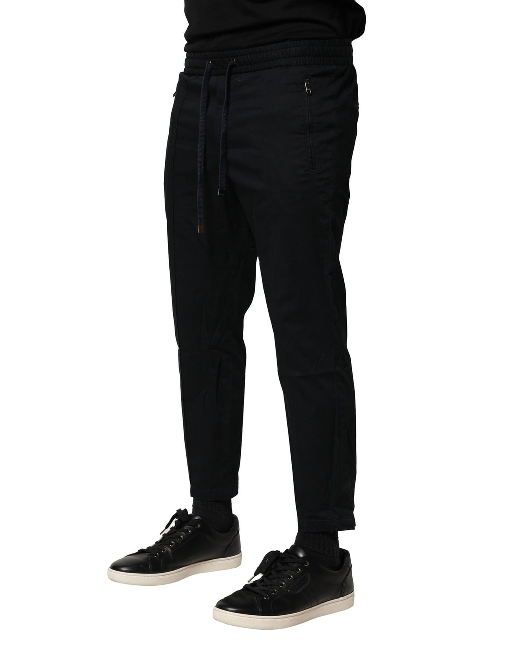Dolce & Gabbana Schwarze Baumwoll-Jogger-Hose mit mittlerer Taille