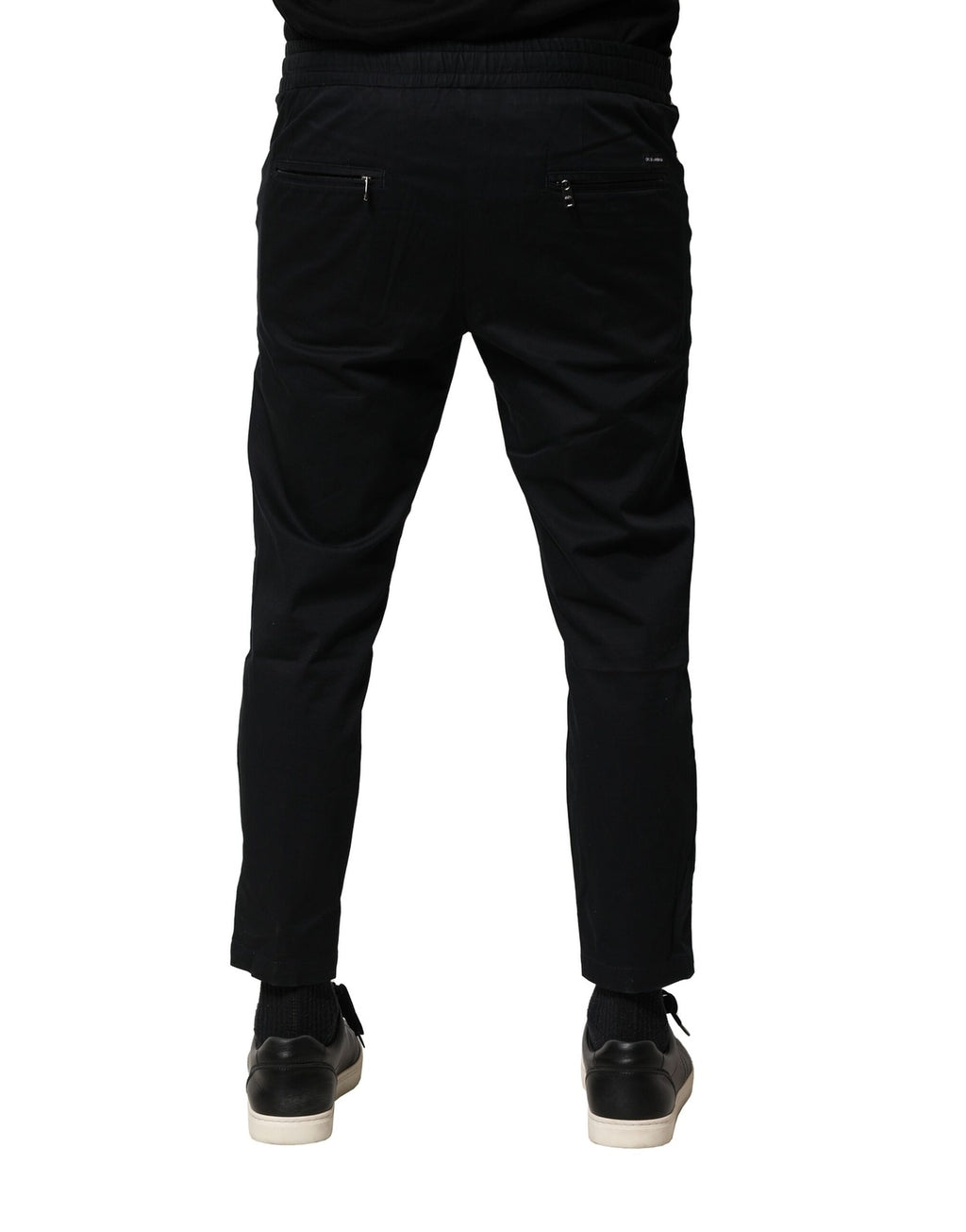 Dolce & Gabbana Schwarze Baumwoll-Jogger-Hose mit mittlerer Taille