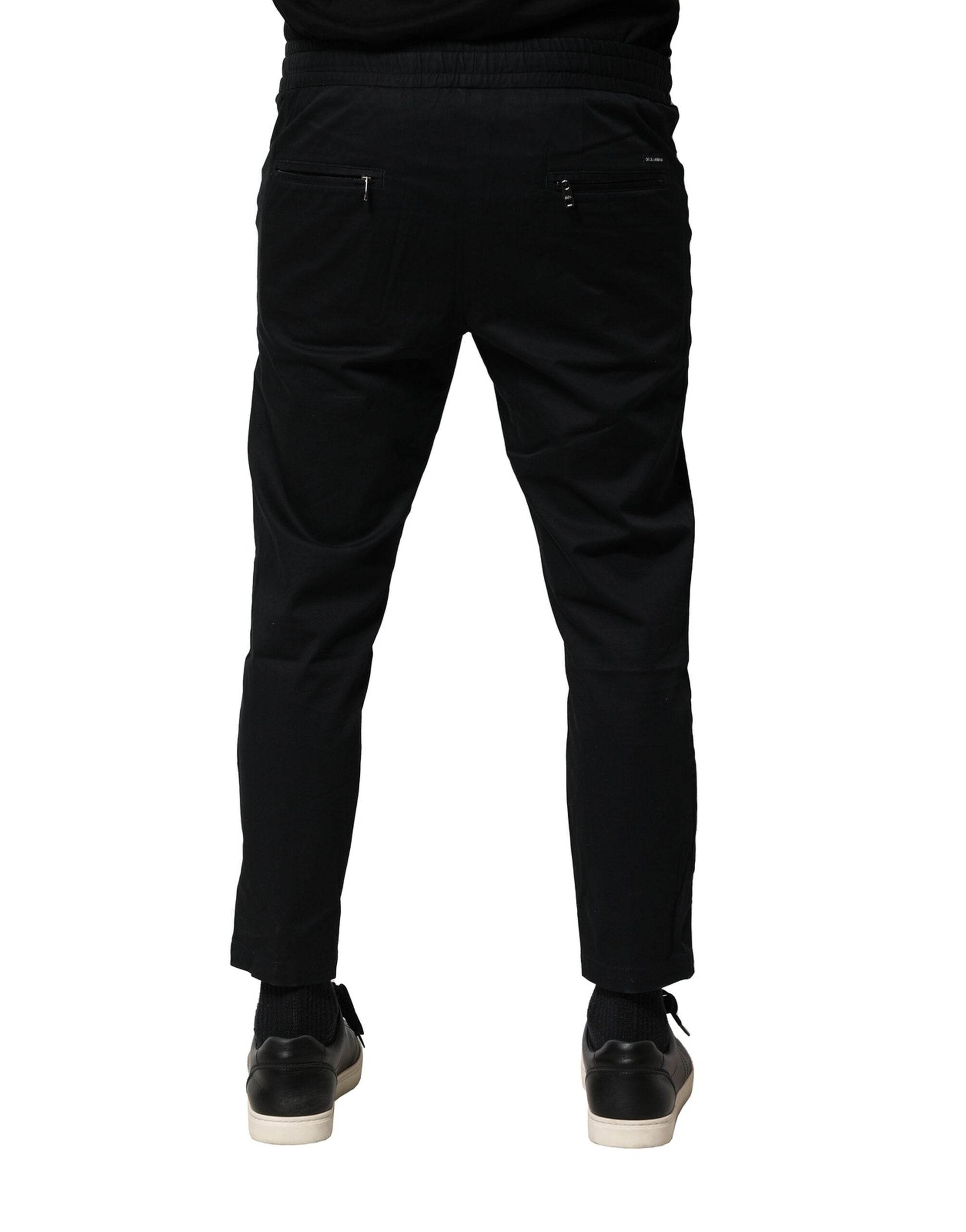 Dolce & Gabbana Schwarze Baumwoll-Jogger-Hose mit mittlerer Taille