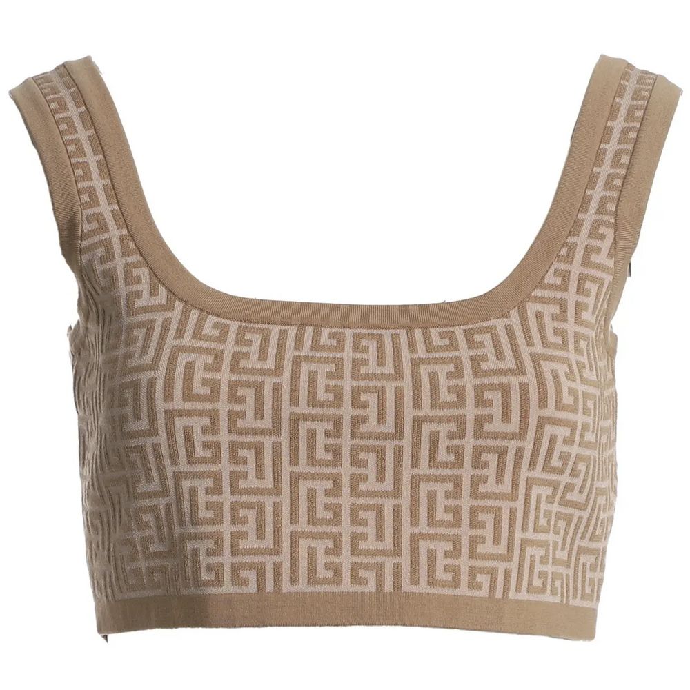 Balmain Beigefarbene Wolloberteile &amp