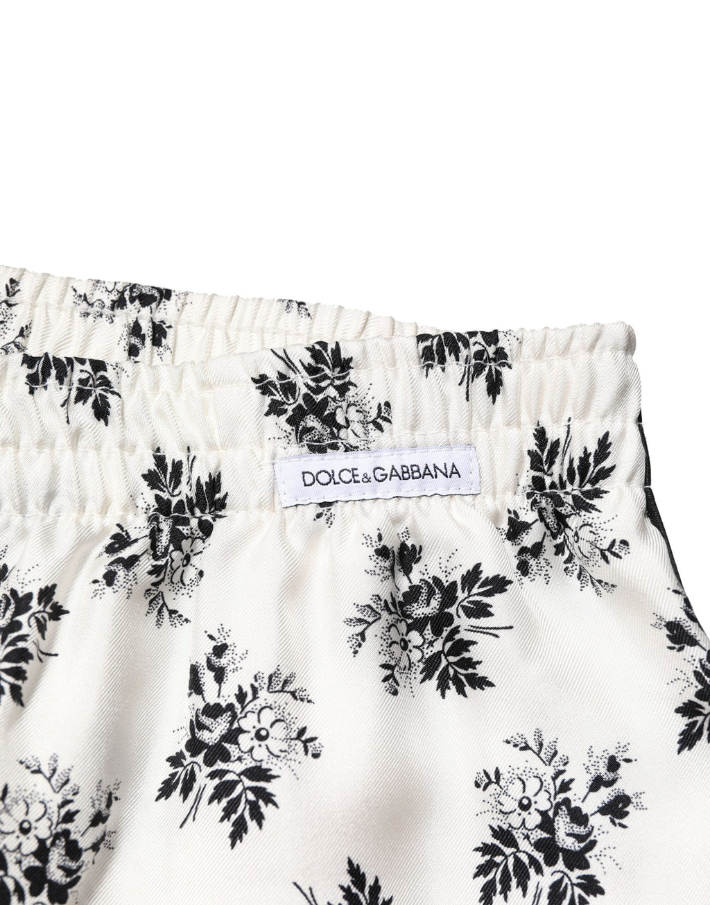 Dolce & Gabbana Weiße, geblümte Seiden-Lounge-Hose