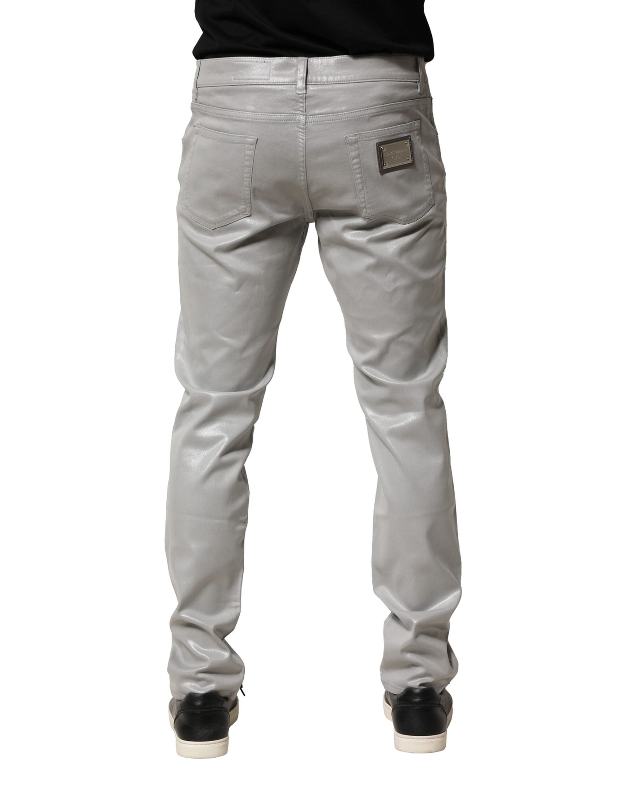 Dolce & Gabbana Silberne Baumwoll-Stretch-Denim-Jeans