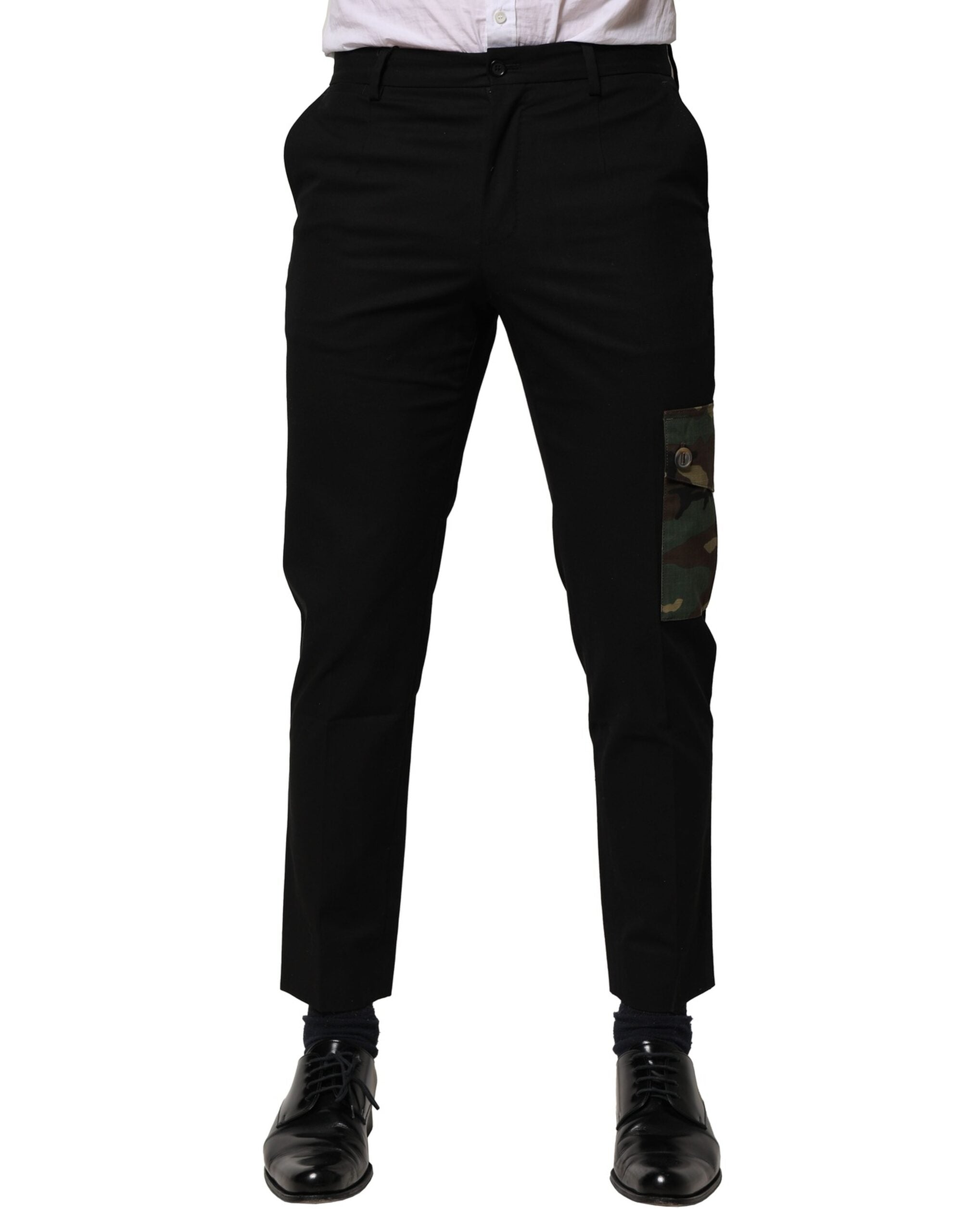 Dolce & Gabbana Schwarzes Baumwoll-Cargo-Kleid Herrenhosen