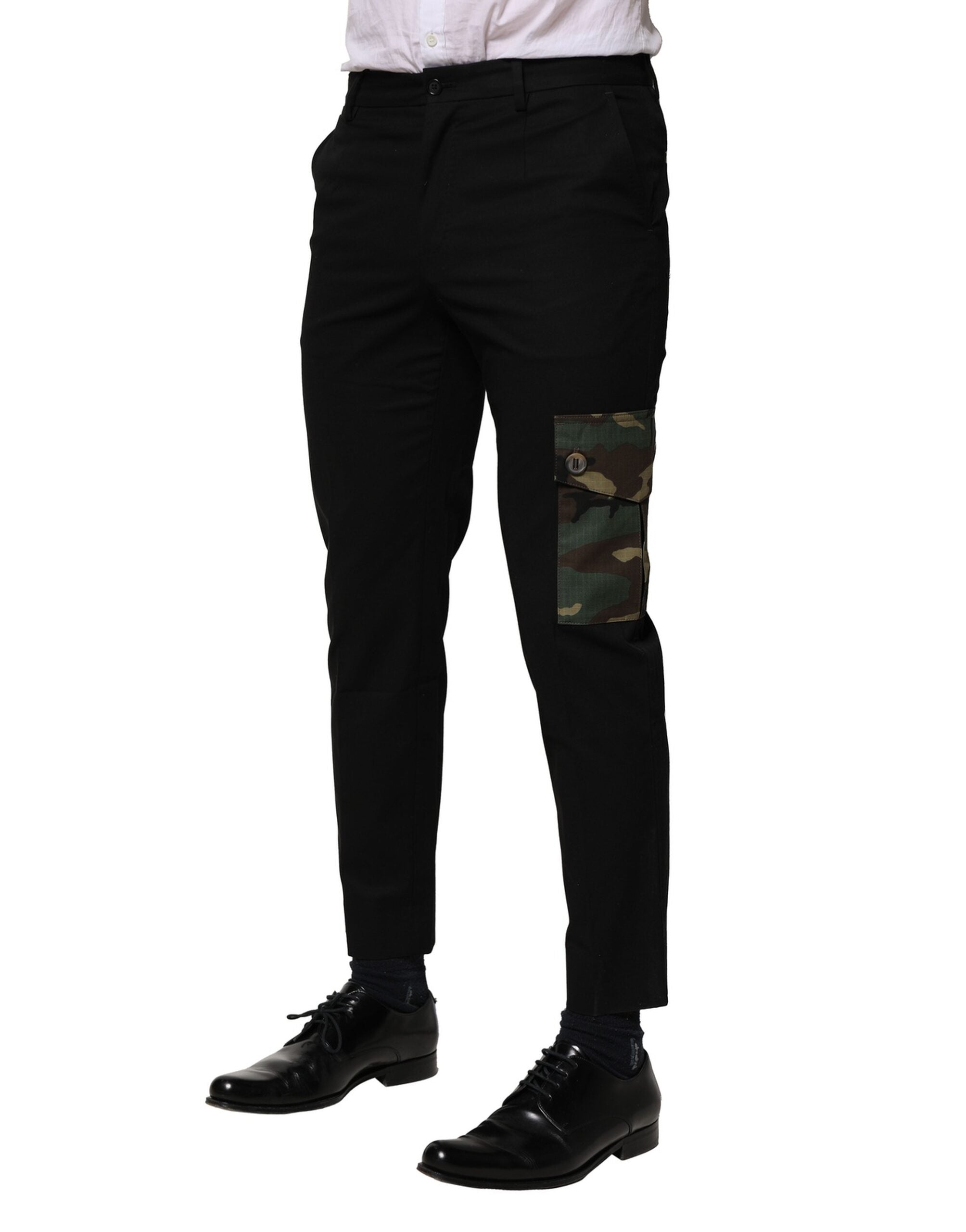 Dolce & Gabbana Schwarzes Baumwoll-Cargo-Kleid Herrenhosen
