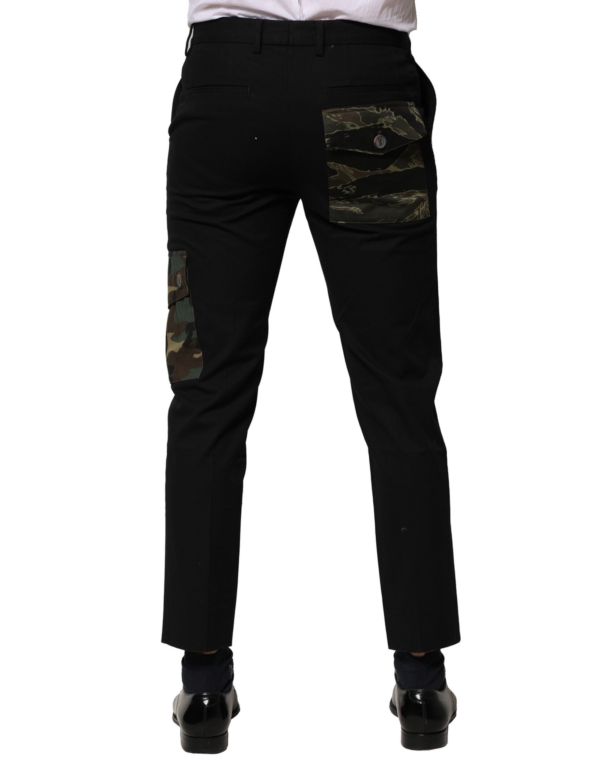 Dolce & Gabbana Schwarzes Baumwoll-Cargo-Kleid Herrenhosen