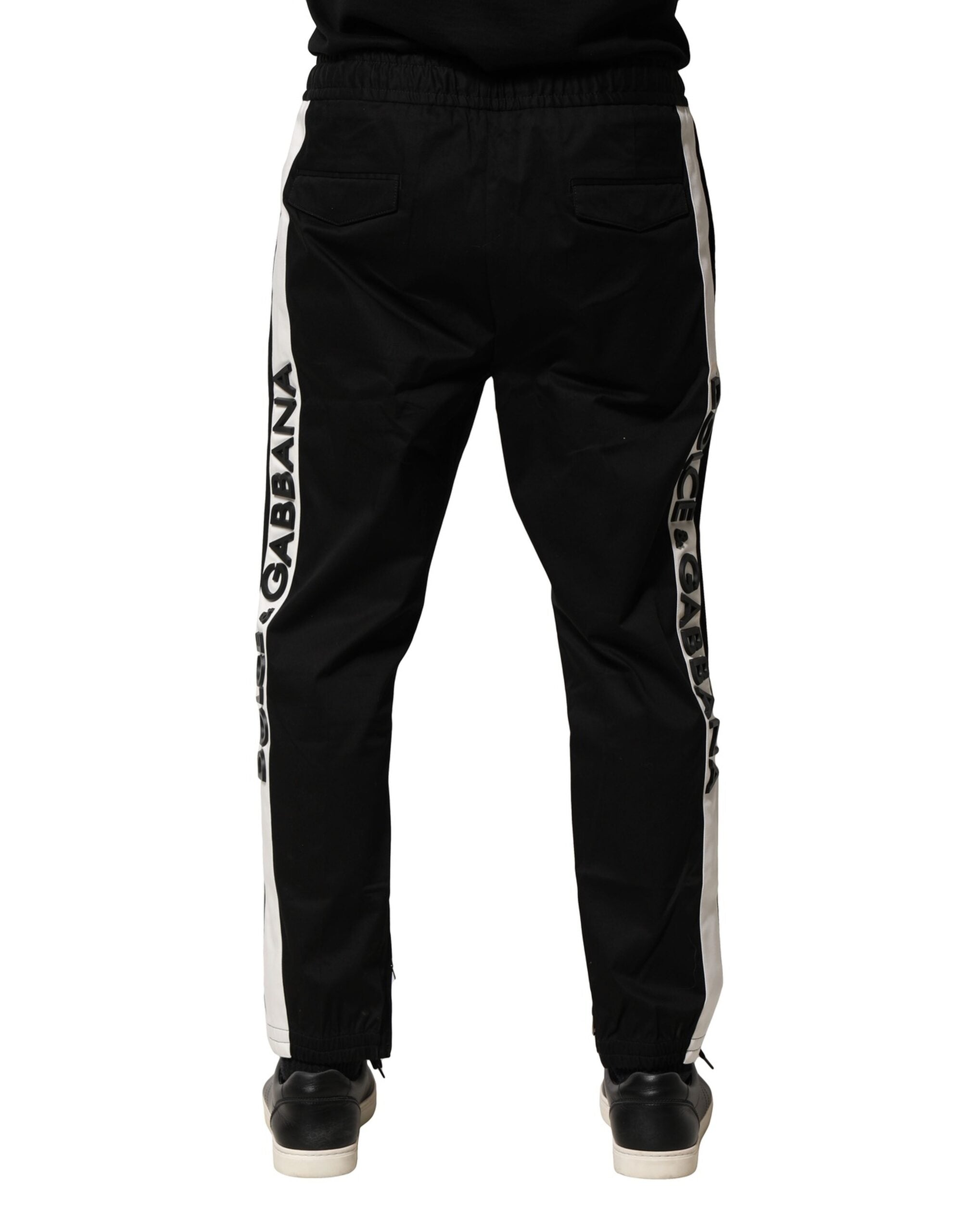 Dolce & Gabbana Schwarze Baumwoll-Jogger-Hose mit mittlerer Taille