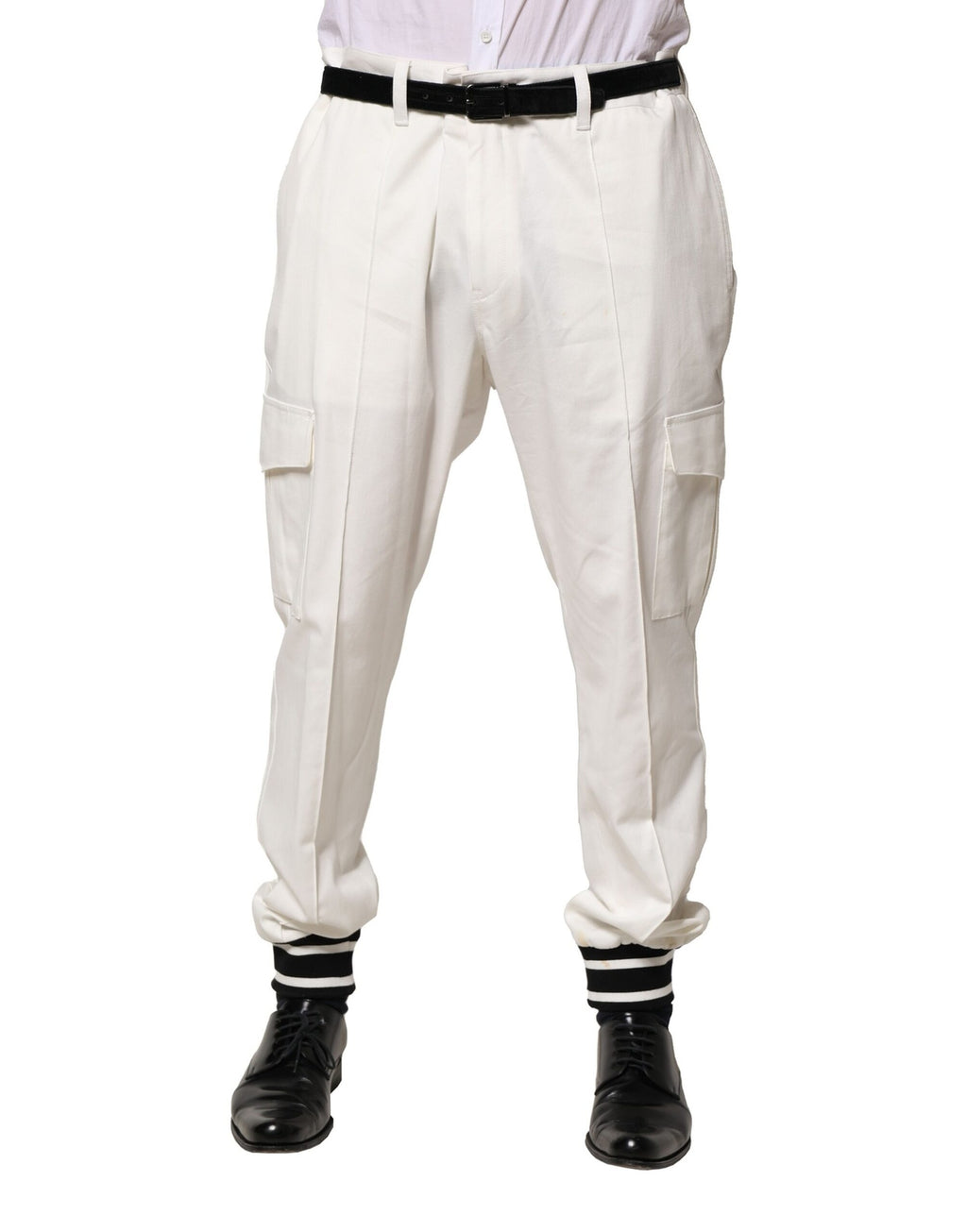 Dolce & Gabbana White Cotton Cargo Jogger Men Pants