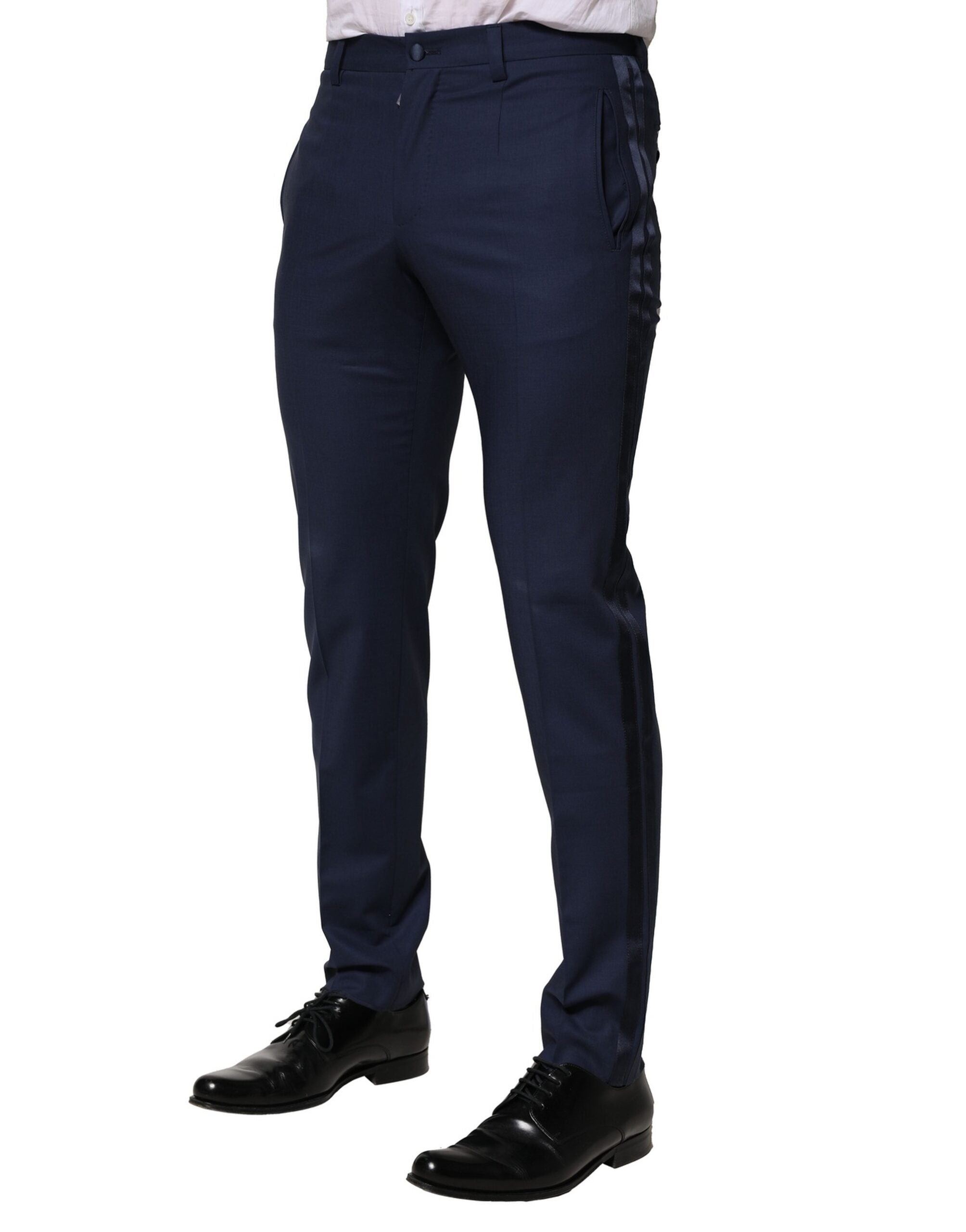 Dolce & Gabbana Dunkelblaues Kleid aus Wolle Formelle Hose