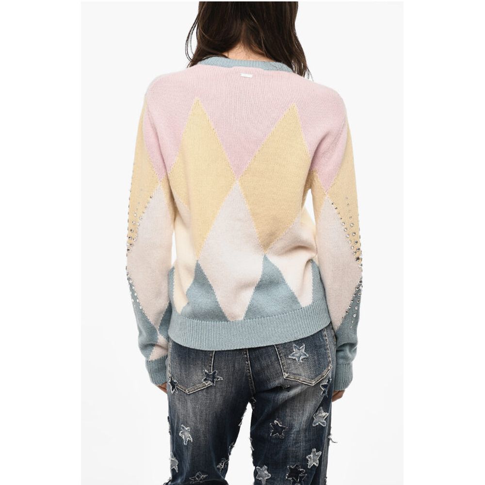 Dsquared² Color Block Cardigan aus Schurwolle mit Juwelen