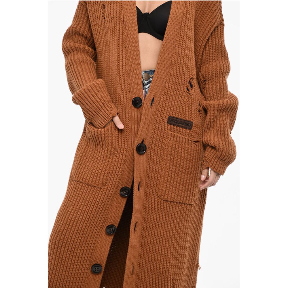 Dsquared² Maxi-Strickjacke aus Baumwolle und Nylon mit Vintage-Effekt