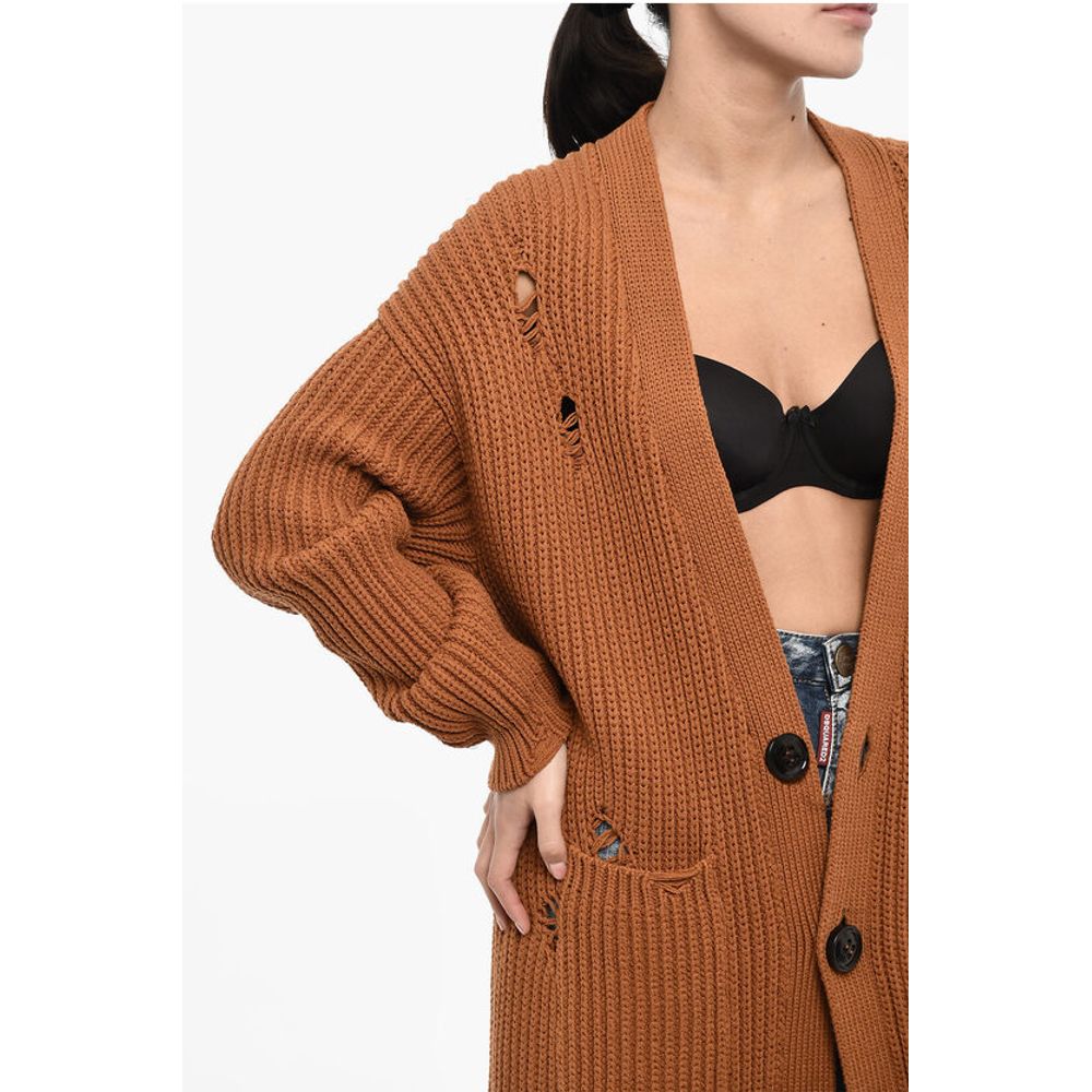 Dsquared² Maxi-Strickjacke aus Baumwolle und Nylon mit Vintage-Effekt