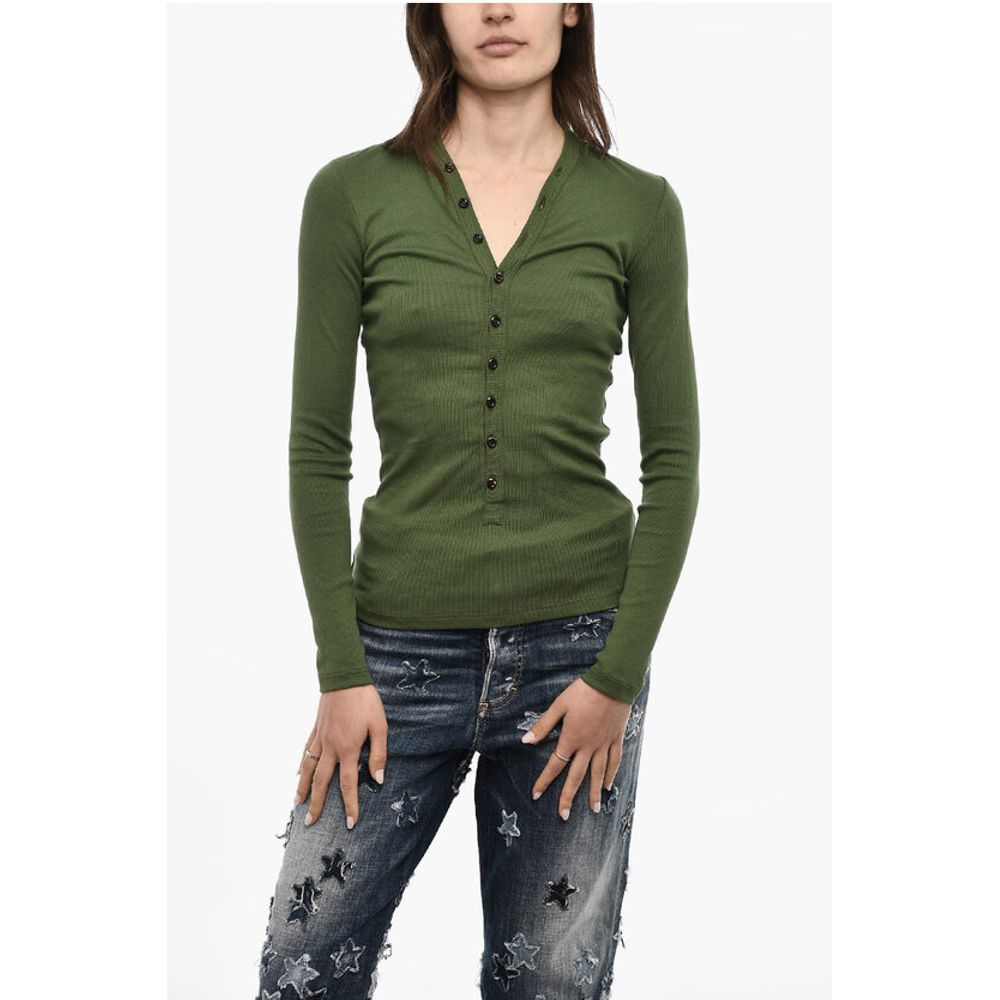 Dsquared² Gerippte Strickjacke mit V-Ausschnitt