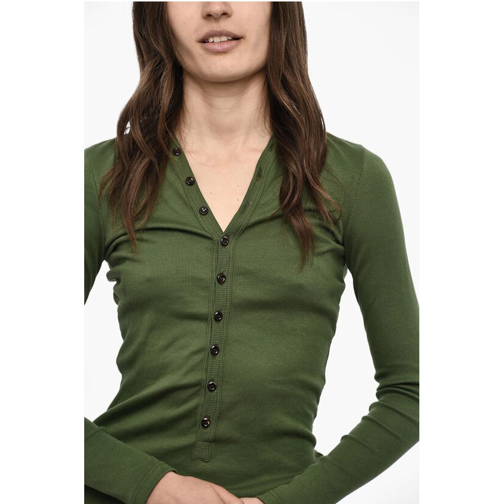 Dsquared² Gerippte Strickjacke mit V-Ausschnitt