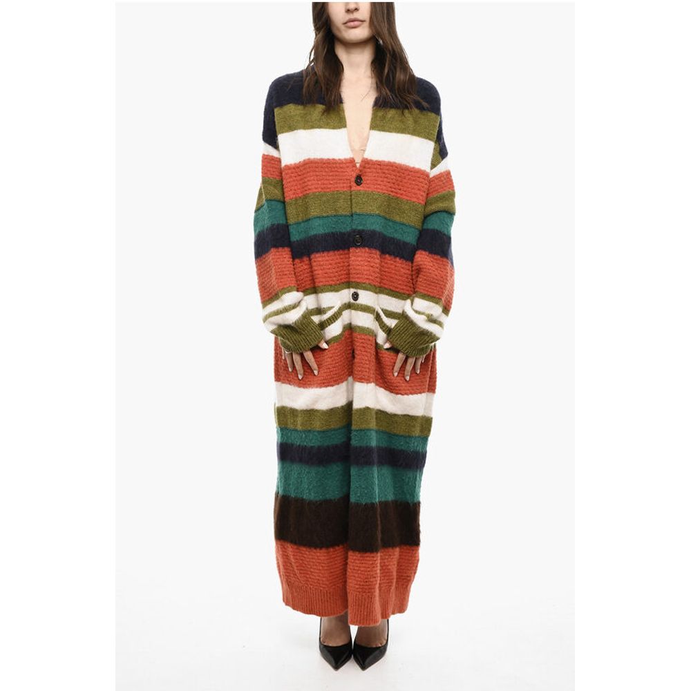 Dsquared² Gestreifte lange Strickjacke aus Wollmischung