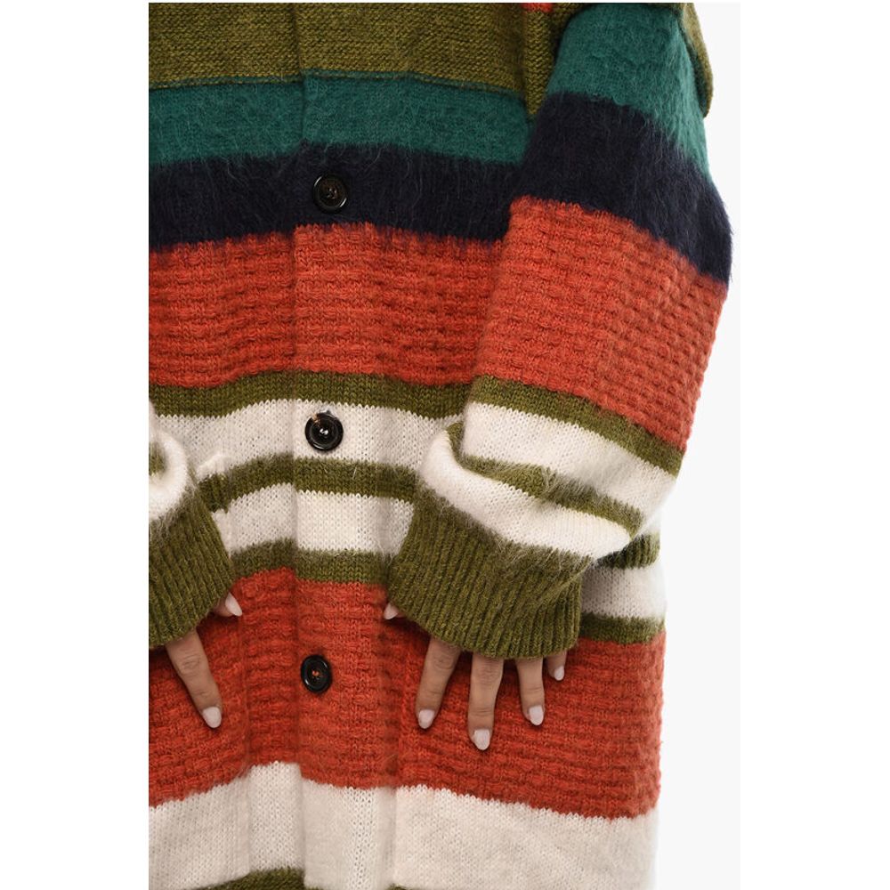 Dsquared² Gestreifte lange Strickjacke aus Wollmischung