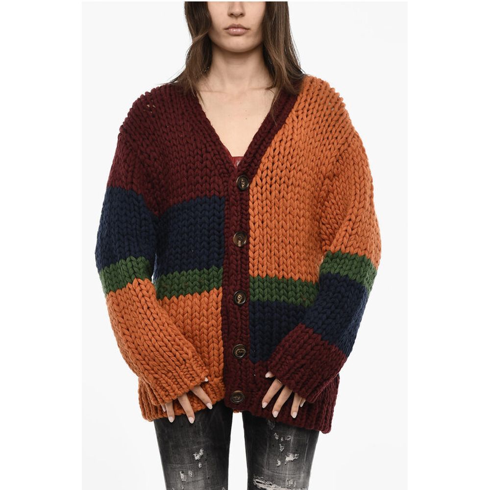 Dsquared² Maxi-Strickjacke mit V-Ausschnitt