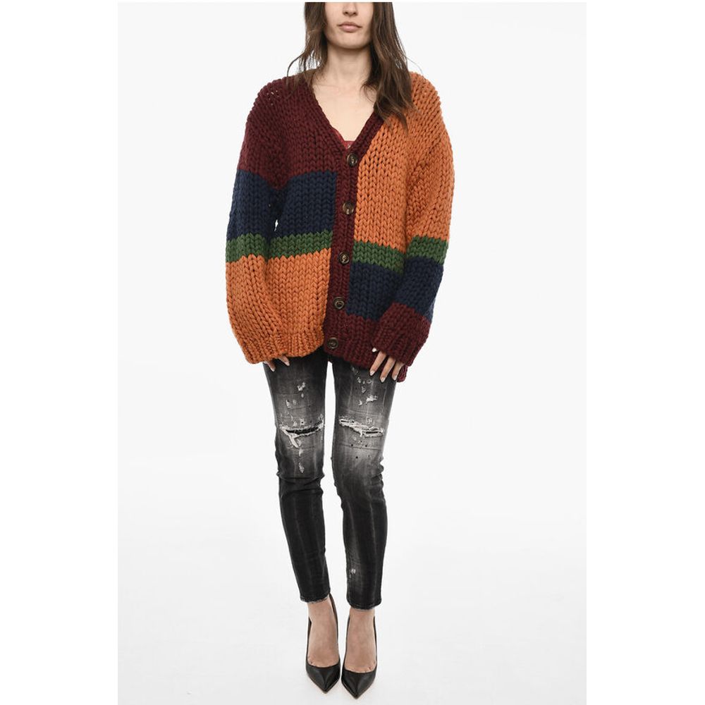 Dsquared² Maxi-Strickjacke mit V-Ausschnitt
