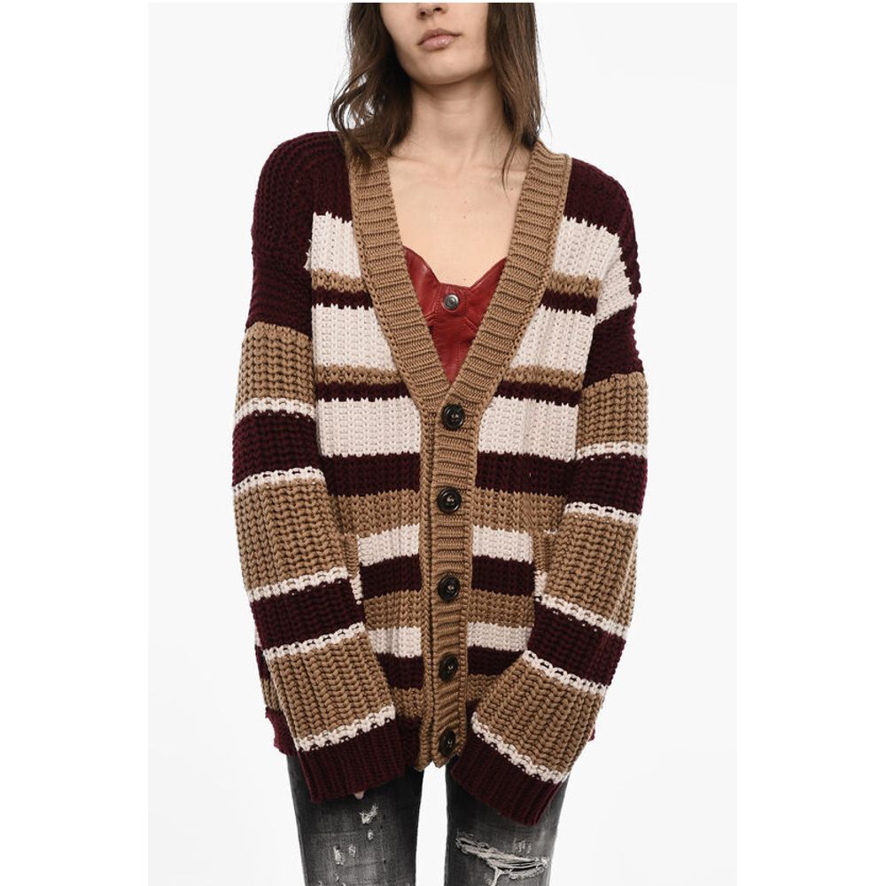 Dsquared² Color Block Maxi Cardigan mit doppelten Taschen