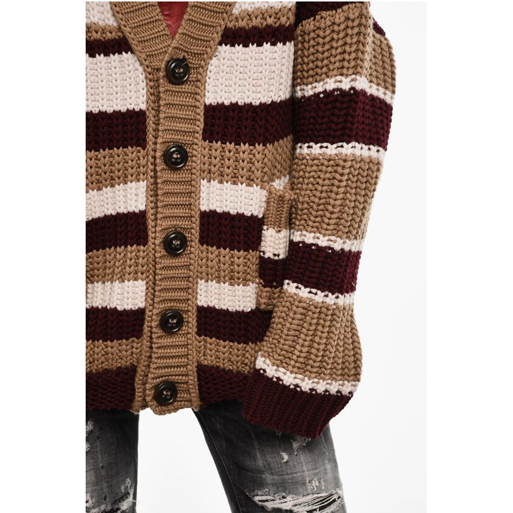 Dsquared² Color Block Maxi Cardigan mit doppelten Taschen