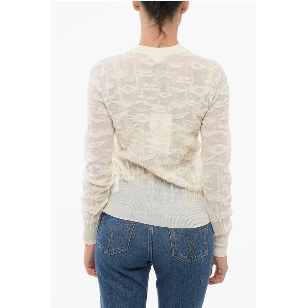 Bottega Veneta Jacquard-Baumwollpullover mit geknöpftem Ausschnitt