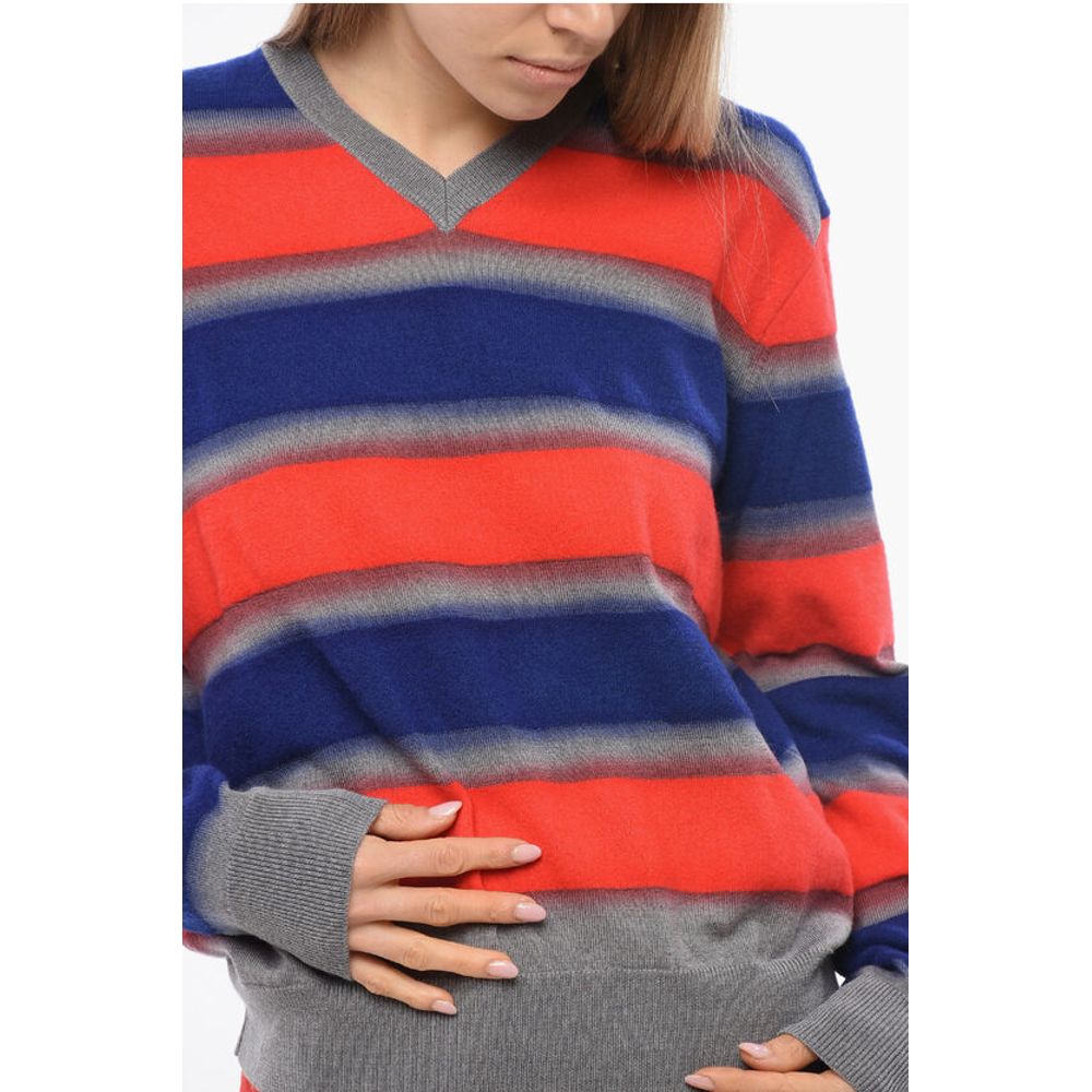 Dsquared² Pullover aus Wollmischung mit V-Ausschnitt und Streifen im Gleichgewicht