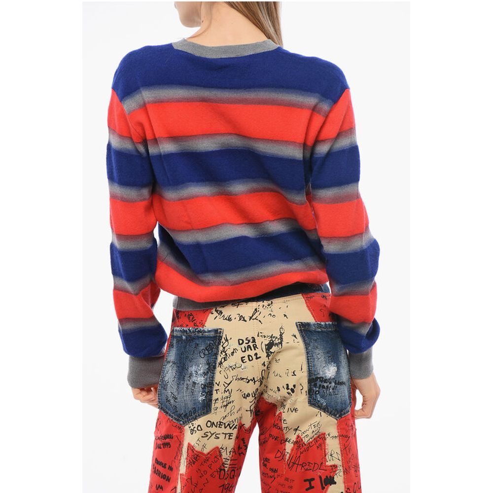 Dsquared² Pullover aus Wollmischung mit V-Ausschnitt und Streifen im Gleichgewicht