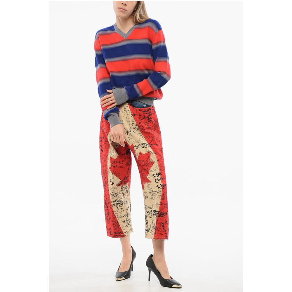 Dsquared² Pullover aus Wollmischung mit V-Ausschnitt und Streifen im Gleichgewicht