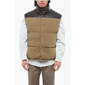 Bottega Veneta Ärmellose Daunenjacke aus Baumwolle mit Lammfell-Detail