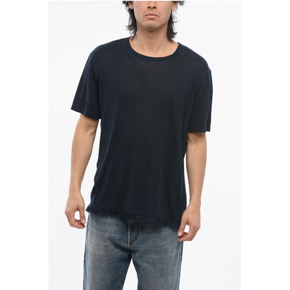 Alanui T-Shirt aus Leinen mit Rundhalsausschnitt und ausgefranstem Saum