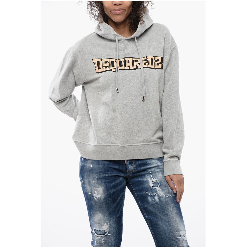 Dsquared² Unifarbener Hoodie mit gedrucktem Logo