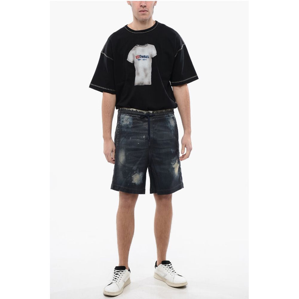 Diesel Acid-Wash-Effekt beschichtete Track Denim D-BOXY-S Shorts